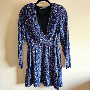 ZARA BLUE FLORAL MINI DRESS